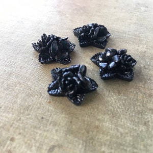 ヴィンテージ ブラック ローズ 花柄 占領地 日本製 樹脂 4 個セット