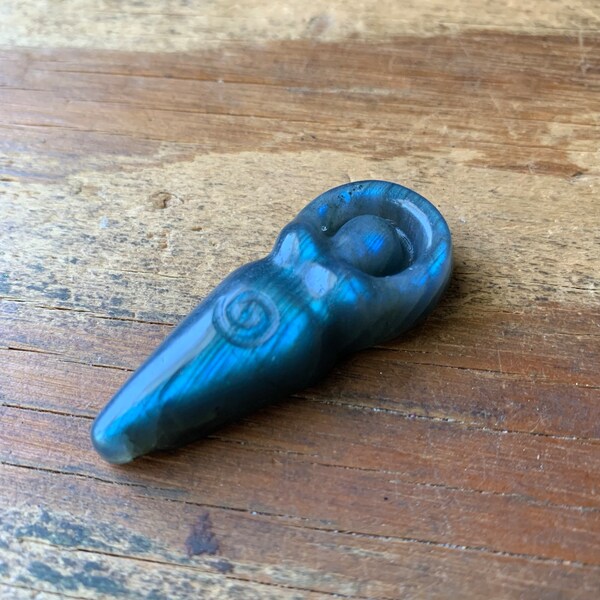 Labradorite Spiral Goddess Carving Blue Flash