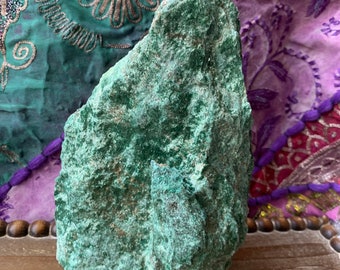 Large Fuchsite Freeform Rough Cut Base