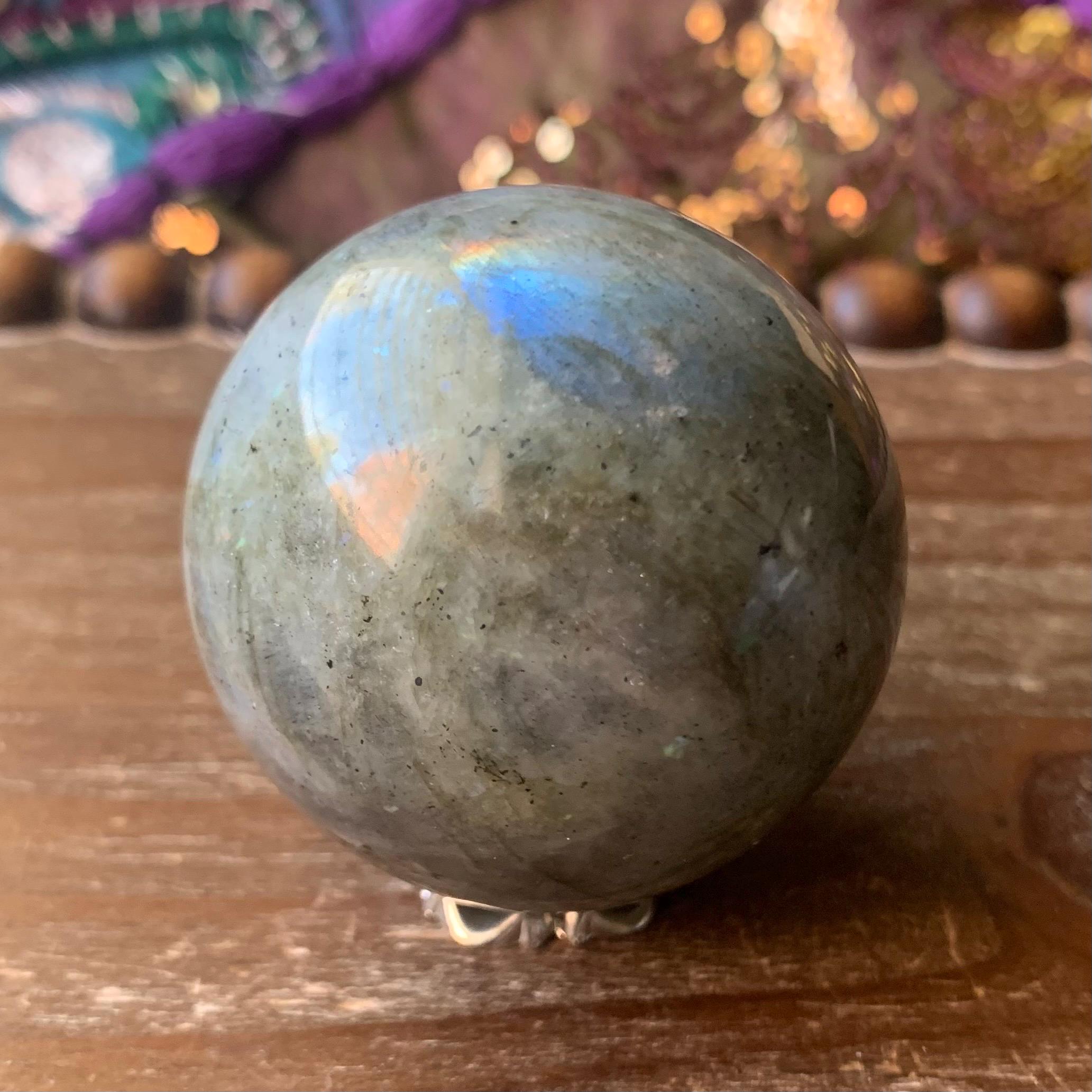 Labradorite Sphere Rainbow Flash