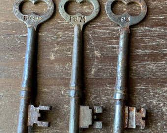 3 Real Skeleton Keys from Early 1900s Lot of 3 Pieces