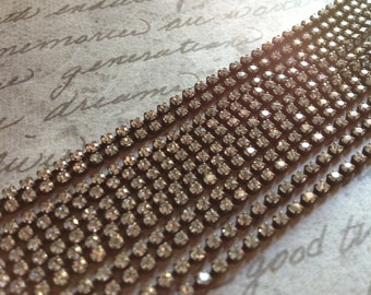 Rhinestone Chain Aged Patina 5 feet Tiny 2mm