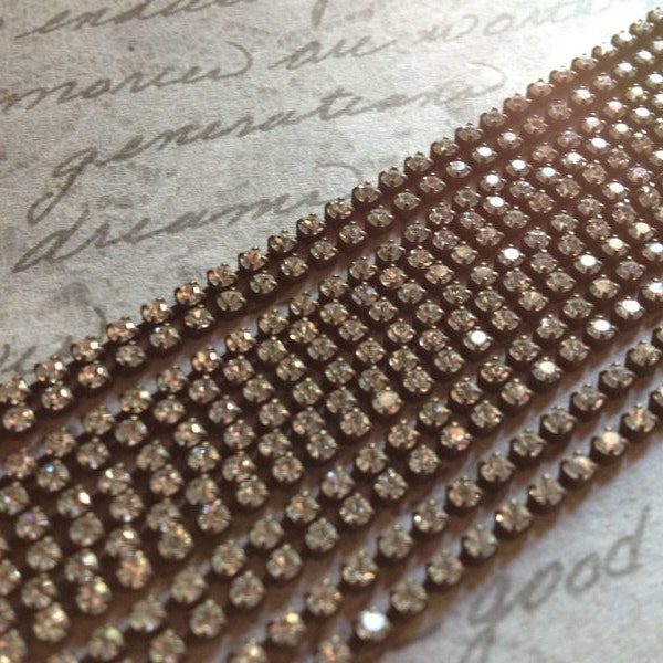 Rhinestone Chain Aged Patina 5 feet Tiny 2mm