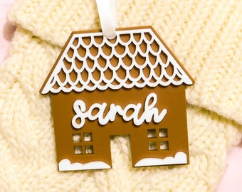 Gingerbread Stocking Tag Gingerbread House Gingerbread Gift Tag Name Tag Gift Topper Cookie Stocking Name Ginger Bread House Personalized