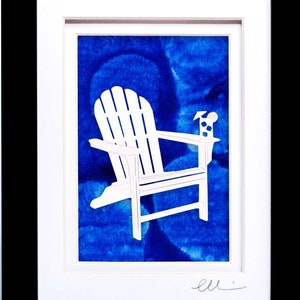 Adironack Wall Art | Beach Chair Art on Hand Painted Paper | Beach House Decor