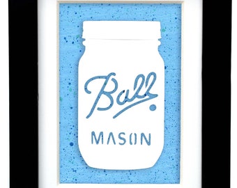 Mason Jar Paper Cut | Colorful Kitchen Wall Art | Hand Painted Paper