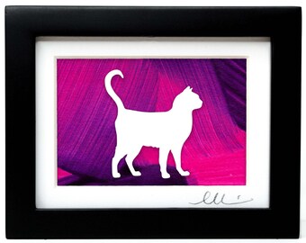 Cat Framed Wall Art | Short Hair Cat Paper Cut | Cat Mom Gift