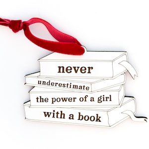 Never Underestimate the Power of a Girl with a Book - Ruth Bader Ginsburg Collar RBG Ornament