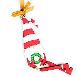 Leggy Gnome Ornament - Holiday Gnome with long dangling legs
