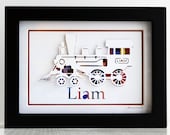 Train Custom Original Wall Art 5x7 inches - Collage Silhouette Colorful Kids Train