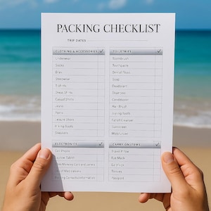 Travel and trip packing checklist