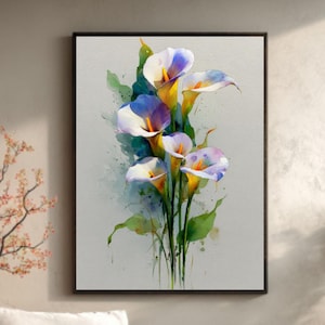 Calla Lily Watercolor Print: Minimalist Floral Wall Art