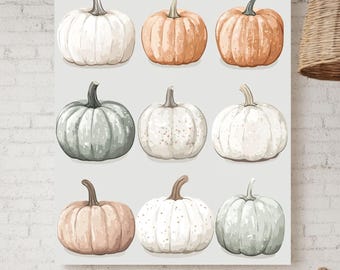 Arte mural de calabaza pastel: decoración otoñal minimalista, ilustración dibujada a mano