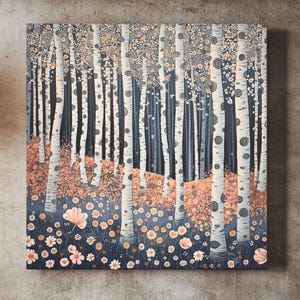 Herbst Birkenwald Wand Kunst - Herbst Saison Natur | Gemütliche Woodland Leinwand, Poster für rustikale Wohnkultur