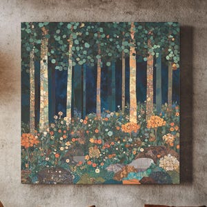 Herbst Wald Wand Kunstdruck – Herbst Bäume Illustration | Saisonales Wanddekor Poster, Leinwand Geschenkidee, gerahmte Wanddekoration für ein gemütliches Zuhause