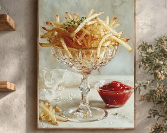 Elegant French Fries Still Life Art Print: Gourmet Kitchen Decor