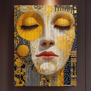 Klimt-Inspired Sun & Moon Art Print: Celestial Mixed Media Wall Decor