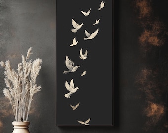 Vintage Dove Silhouette Art: Minimalist Black & White Print, Modern Home Decor