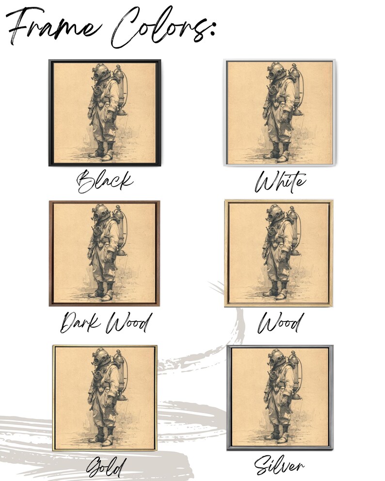Vintage Deep Sea Diver Art: Minimalist Nautical Poster, Canvas or ...