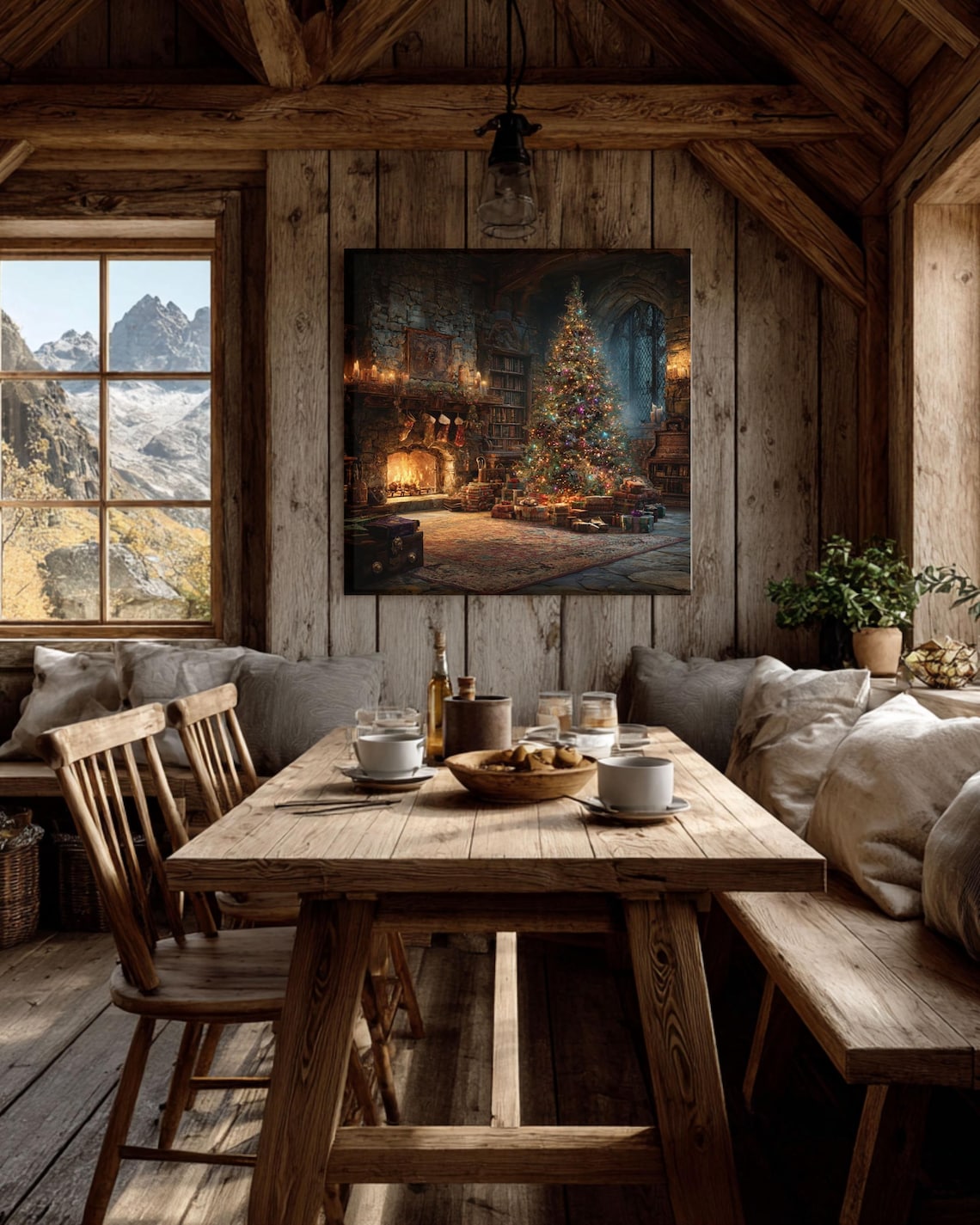Rustic Christmas Cabin Canvas Wall Art: Farmhouse Holiday Decor - Etsy