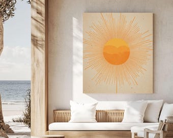 Retro Sunrise Print: Boho Minimalist Sun Rays - Nordic Wall Art