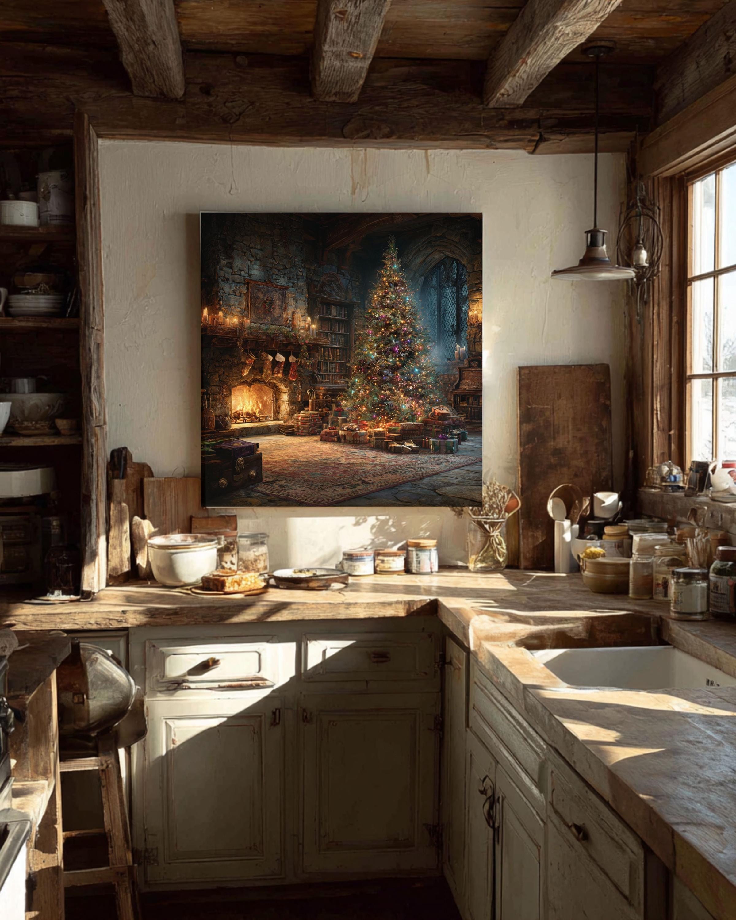 Rustic Christmas Cabin Canvas Wall Art: Farmhouse Holiday Decor - Etsy