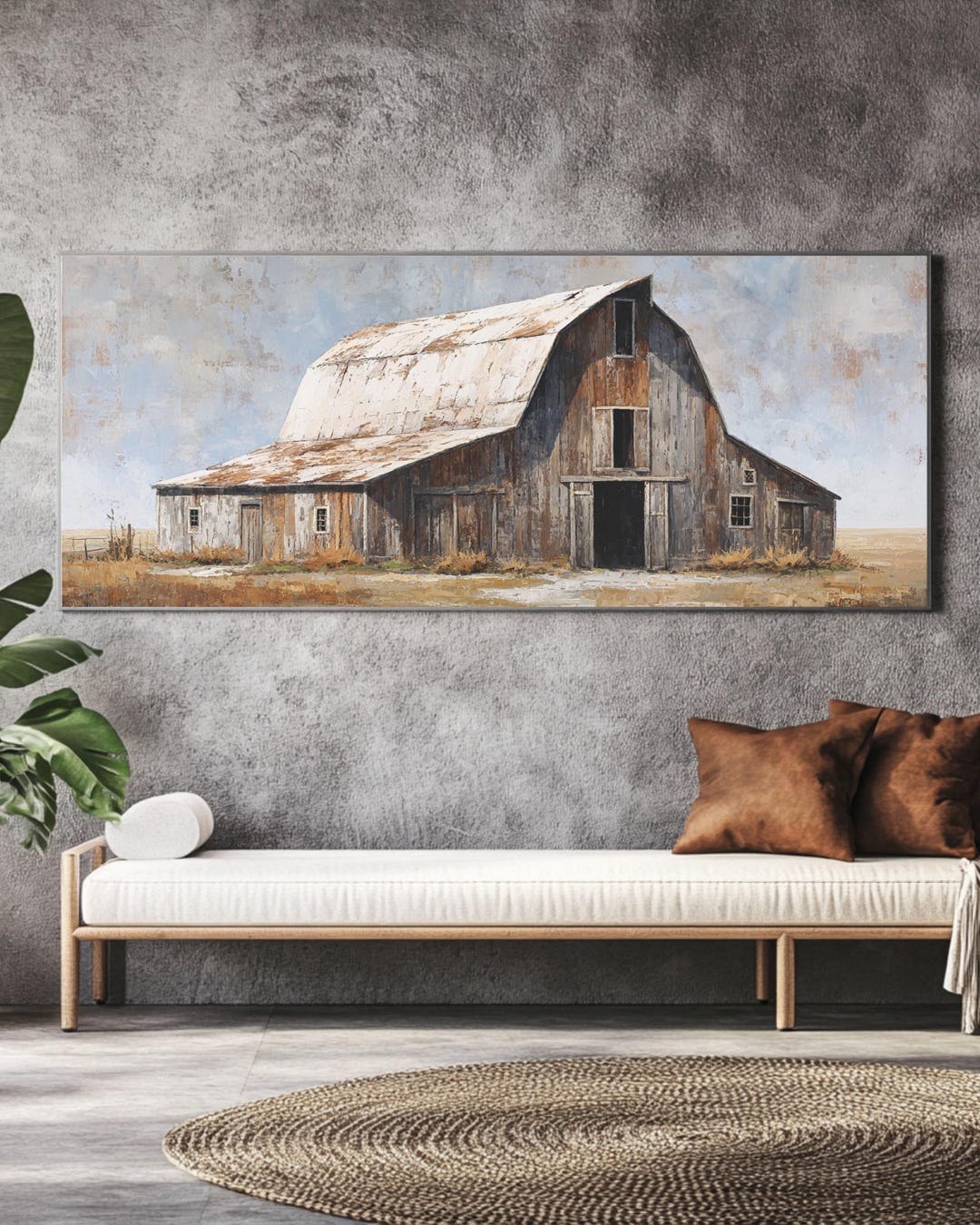Rustic Barn Print: Vintage Oil Painting Style Farmhouse Wall Art - Etsy