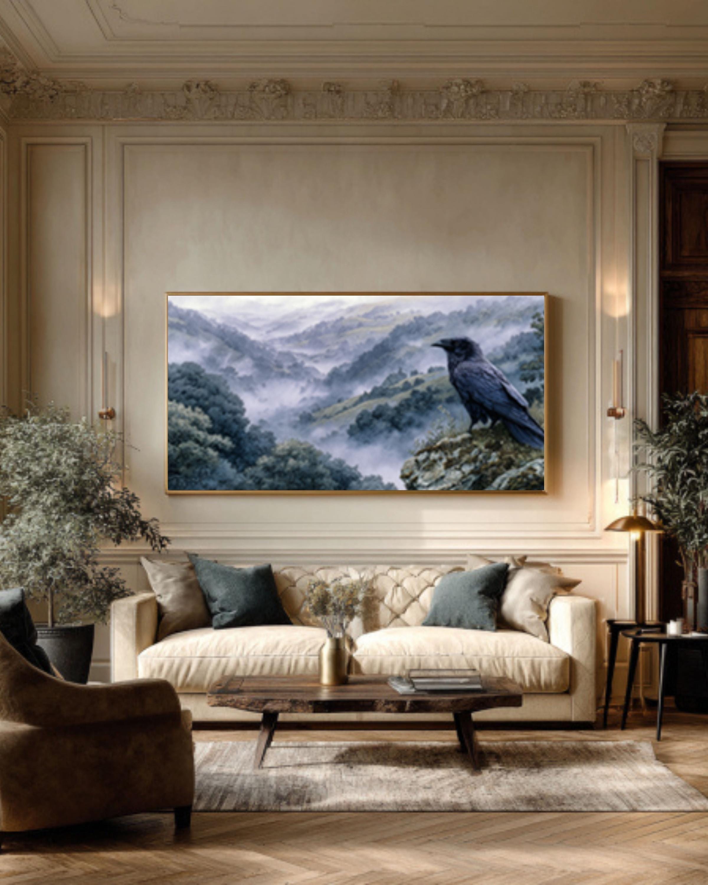 Majestic Raven Canvas Art: Mystical Forest Landscape, Alan Lee