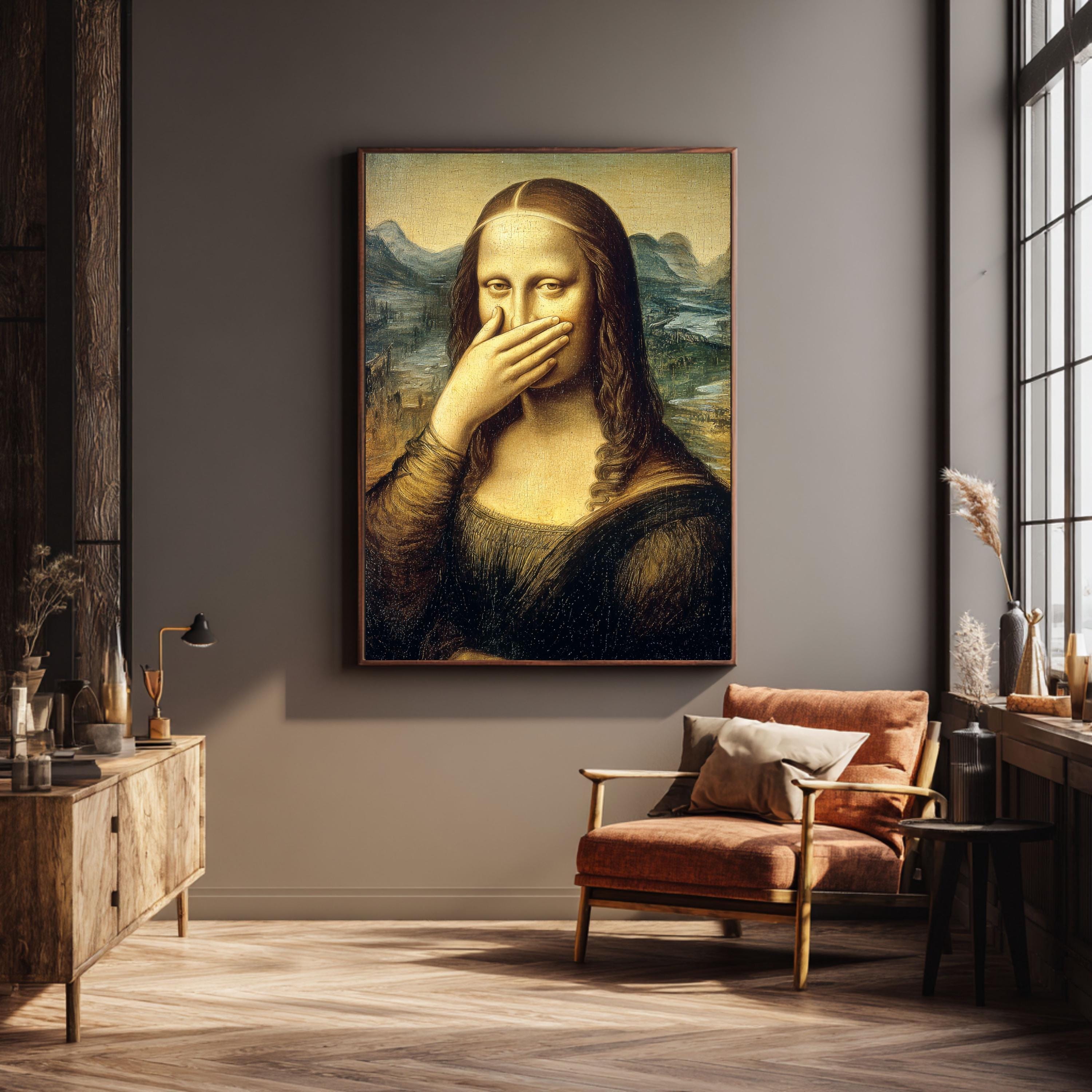 Funny Mona Lisa Parody Painting Print, Da Vinci Classic Portrait
