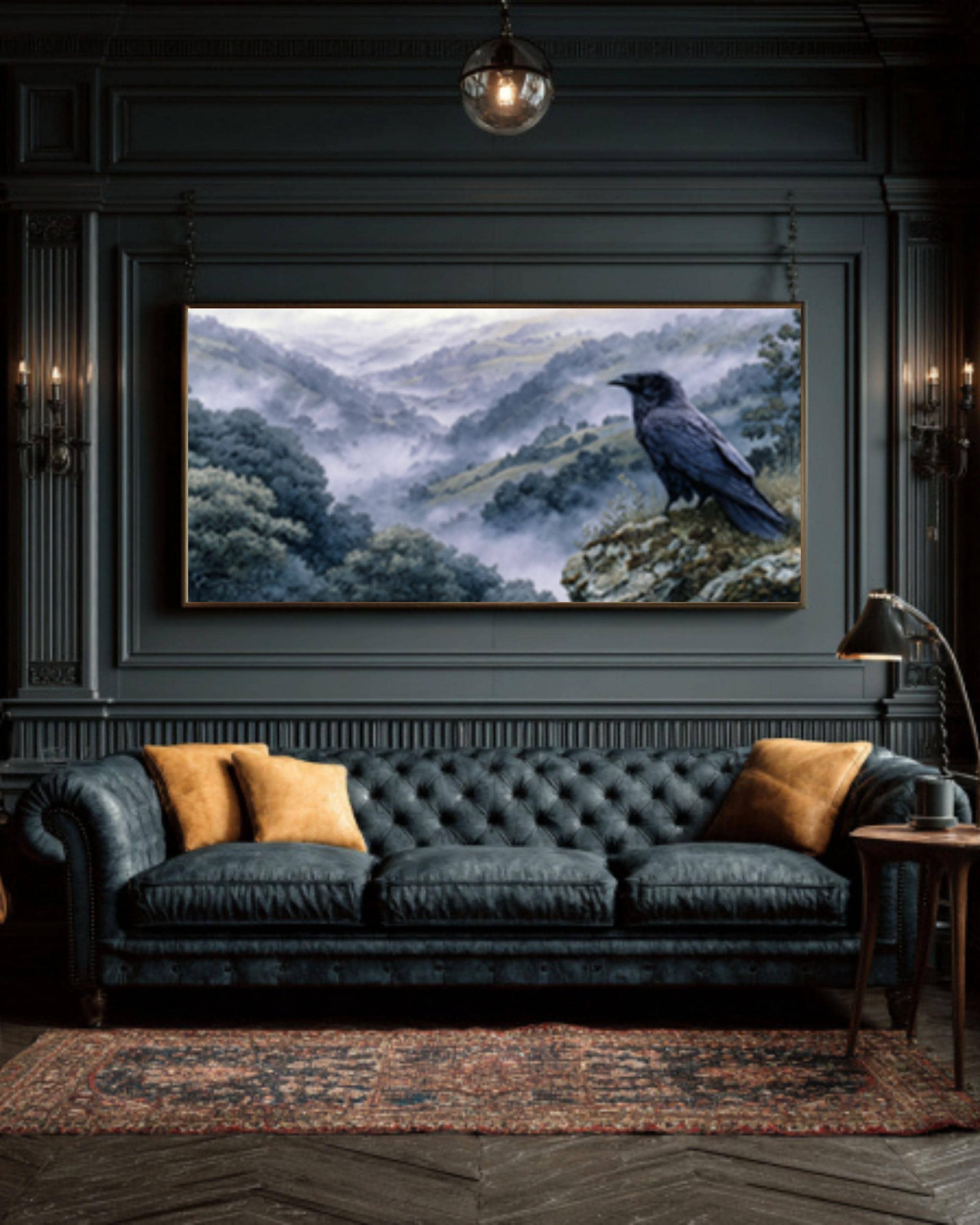 Majestic Raven Canvas Art: Mystical Forest Landscape, Alan Lee