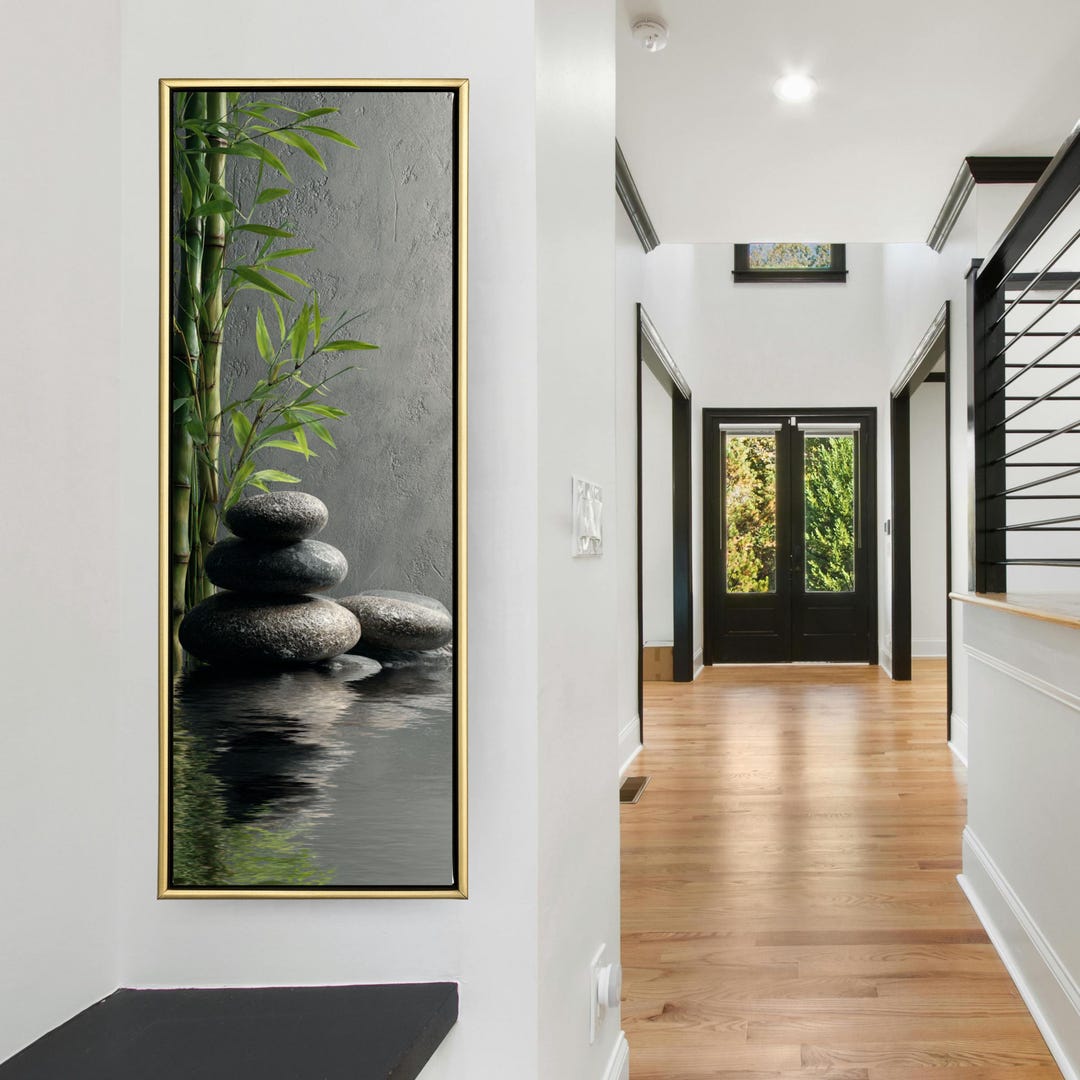 Zen Bamboo Stones Canvas Print, Minimalist Spa Bathroom Wall Art ...