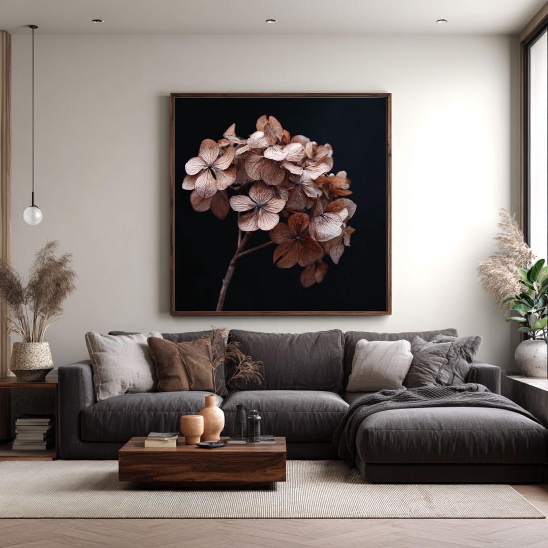Dark Academia Dried Hydrangea Print, Moody Neutral Botanical Wall Art ...