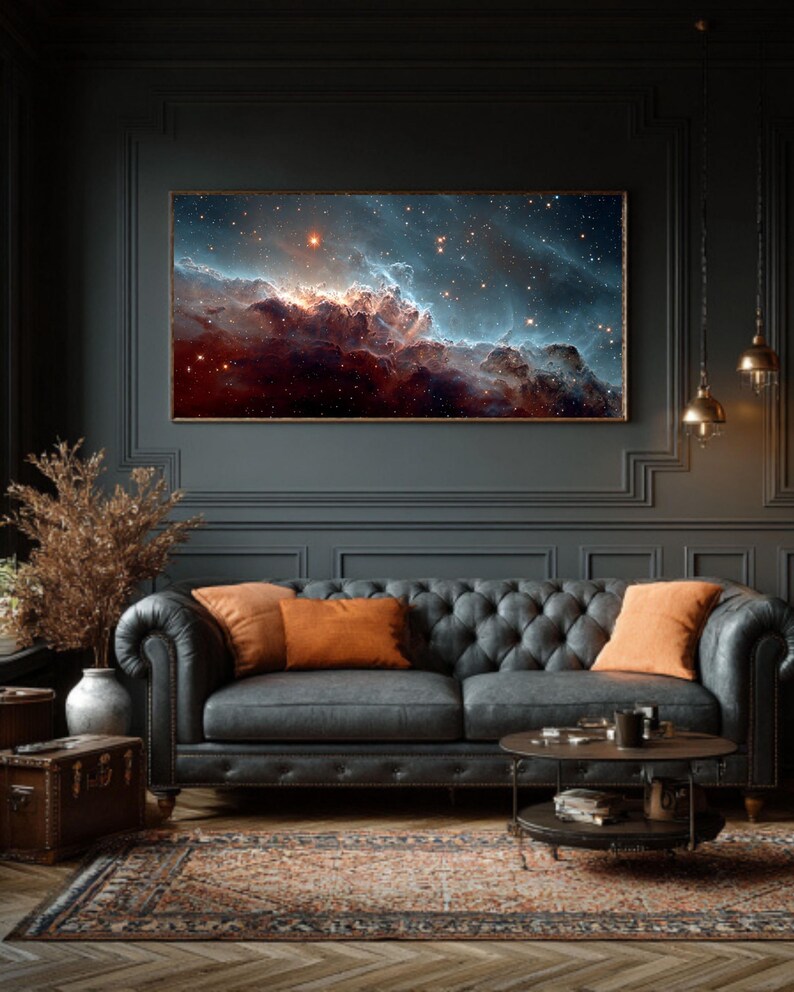 Hubble Nebula Space Art: Red Nebular Clouds Canvas With LED Panel - Etsy