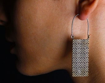 Geometric Earrings, Chevron, Geometric Pattern, Psychedelic, Optical Pattern, Big Earrings, Brass Earrings, Zig Zag Earrings, Egypt Hoops