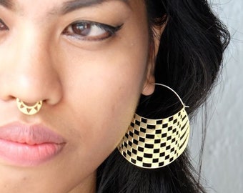 Earrings, Geometric Earrings, Boho Jewelry, Statement Earrings, Brass Earrings, Brass Hoops, Gold Earrings, Gold Hoops, Big Earrings, Hoops