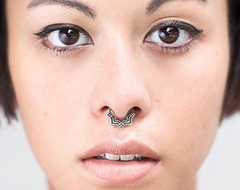 Septum Jewelry Nose Ring, Septum Clicker, Sterling Silver Septum Cuff, Septum Ring