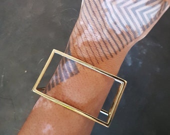 Chunky Cuff, Geometric Jewelry, Square Bangle, Brass Cuff, Architectural Jewelry, Unusual Cuff, Brass Bracelet, Big Bracelet, Big Bangle