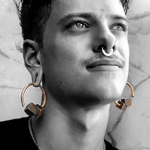 Hanging Weights, Brass Weights, Pyrite Ear Weights, Stretched Ears, Mens Ear Weights