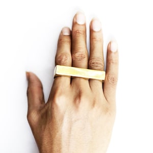 Anello multidito in oro, Anello minimale, Anello a 3 dita in oro, Anello triplo dito, Anello a tre dita, Anello da donna, Anello da uomo, Anello in ottone, Anello