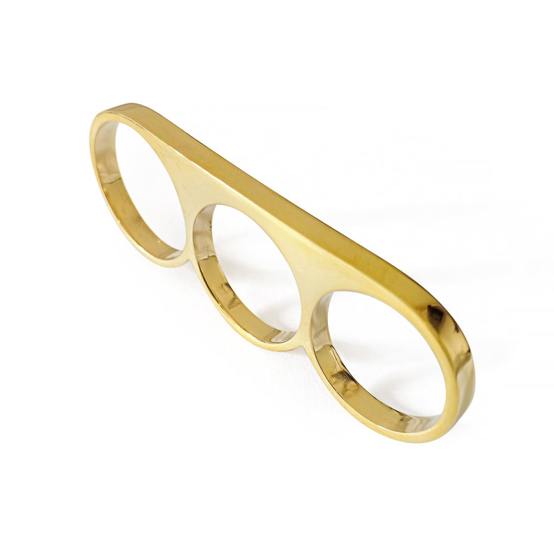 Gold Multifinger Ring, Minimal Ring, Gold 3 Finger Ring, Gold Triplet Ring, Triplet Ring, Gold Ring, Gold Ring, Three Finger Ring, Gold Ring image 4