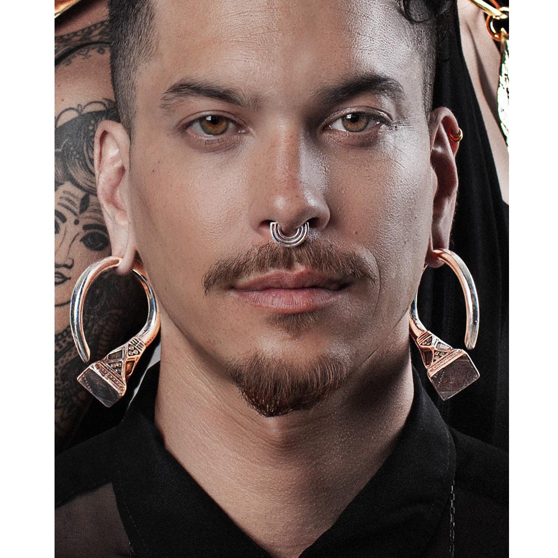 Mens Ear Weights Brass Mens Gauged Earrings Mens Brass Ear Etsy UK