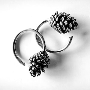 Pine Cone Weights Silver, Hanging Weights, Stretched Lobes, Ear Weights, Body Mod, Silver Earrings, Silver Ear Weights, Pine Cone Jewelry