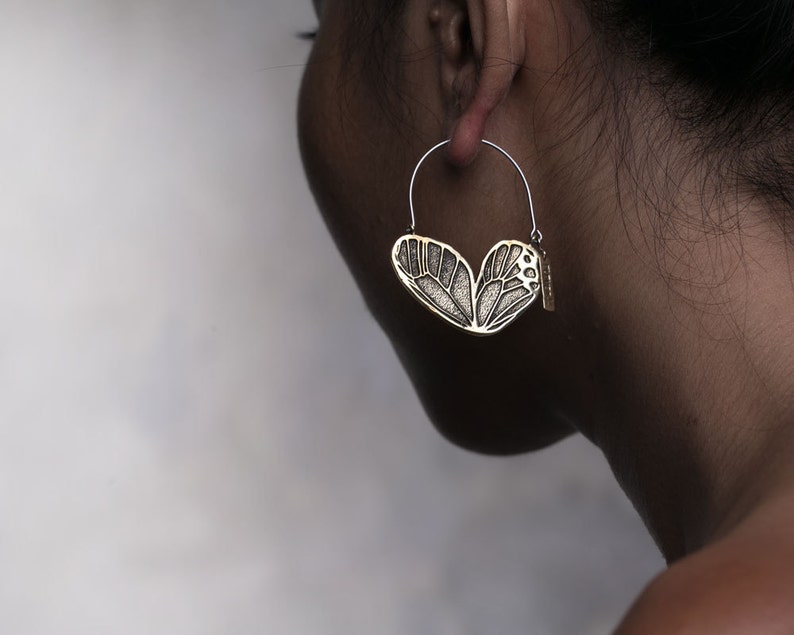 Butterfly Wing Earrings, Bohemian Jewelry, Statement Earrings, Boho Earrings, Butterfly Earrings, Butterfly Wing, Butterfly Jewelry, Hoops image 3