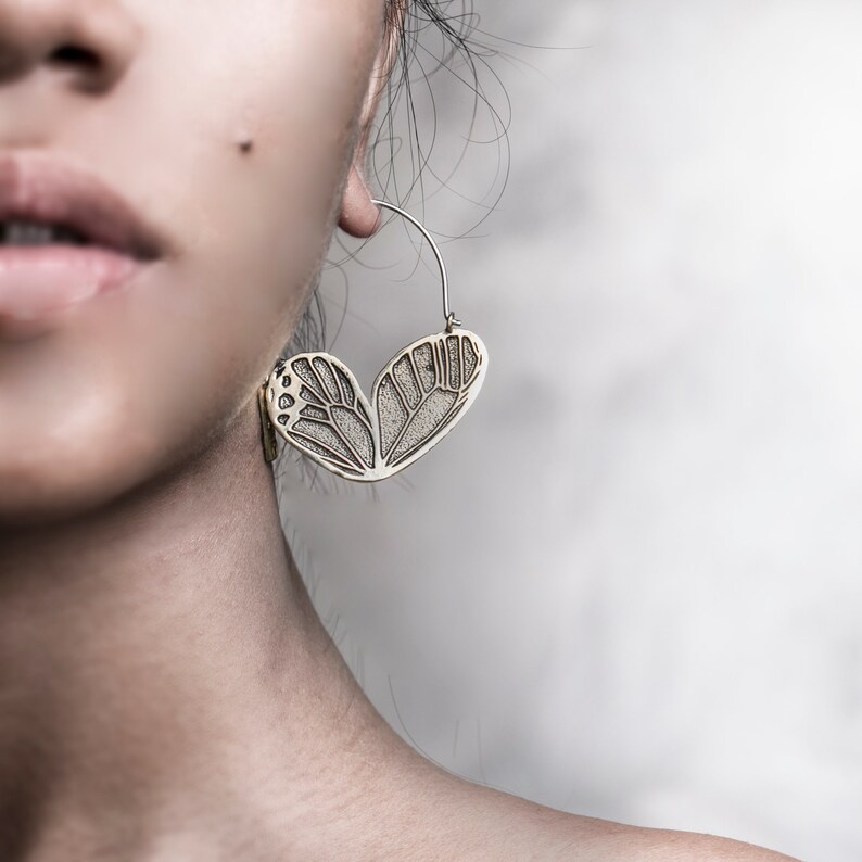 Butterfly Wing Earrings, Bohemian Jewelry, Statement Earrings, Boho Earrings, Butterfly Earrings, Butterfly Wing, Butterfly Jewelry, Hoops image 1