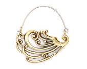 Art Nouveau Earrings - Peacock Earrings - Hoop Earrings - Gold Earrings