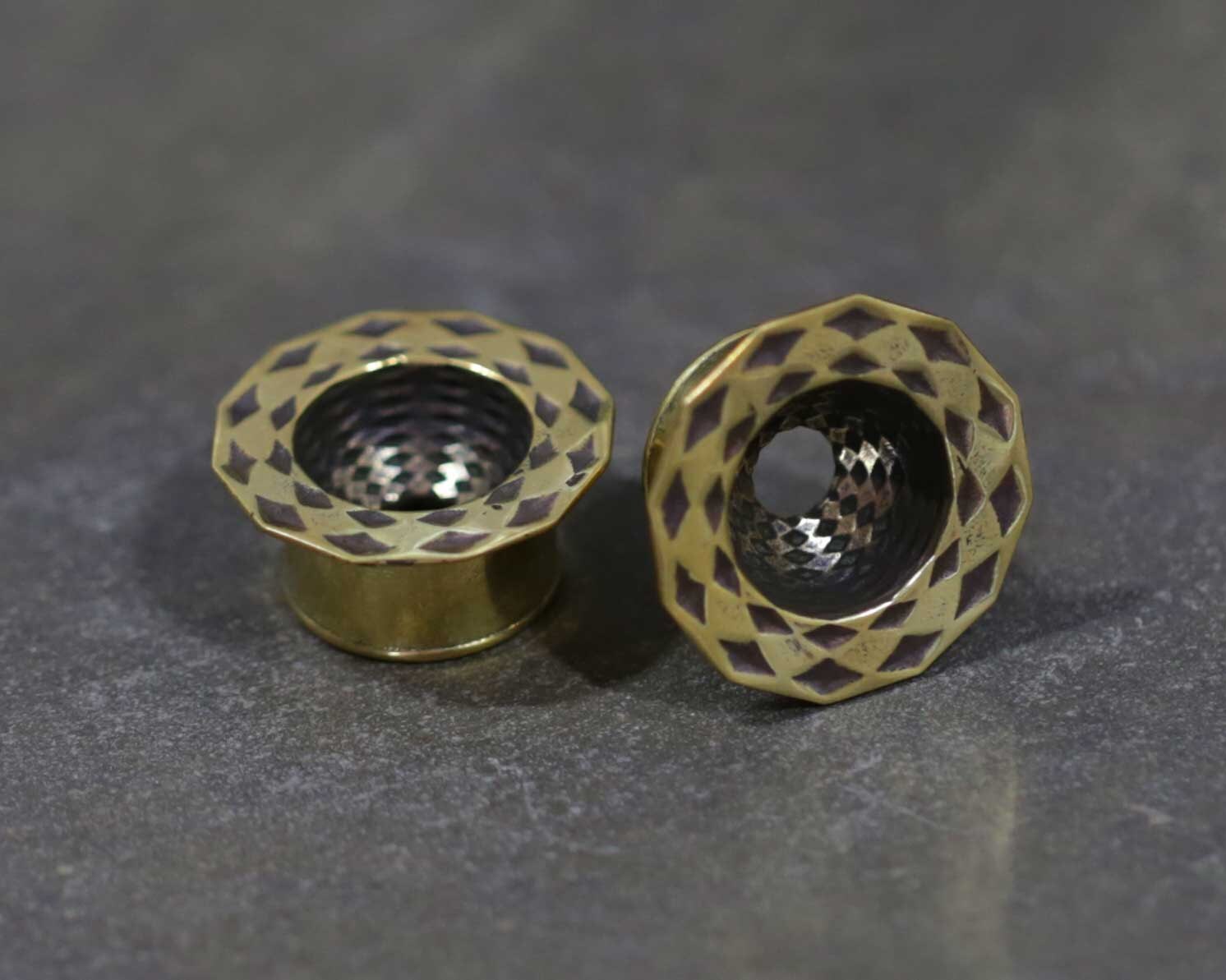 Dome Tunnels Plugs 22K Gold Plated Tunnels Gauged Body Etsy