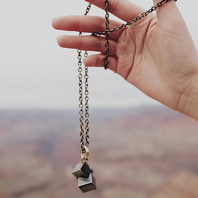 Crystal Pendant, Statement Brass Pendant, Brass Choker and Pendant, Pyrite Pendant, Brass Choker, Gold Choker, Thick Choker, Choker Necklace image 10