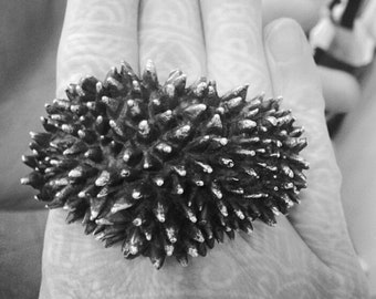 Spike Ring, 3 Finger Ring, Punk Jewelry, Durian Ring, Multifinger Ring, Silver Ring, Spike Jewelry, Spike Accessories, Three Finger Ring