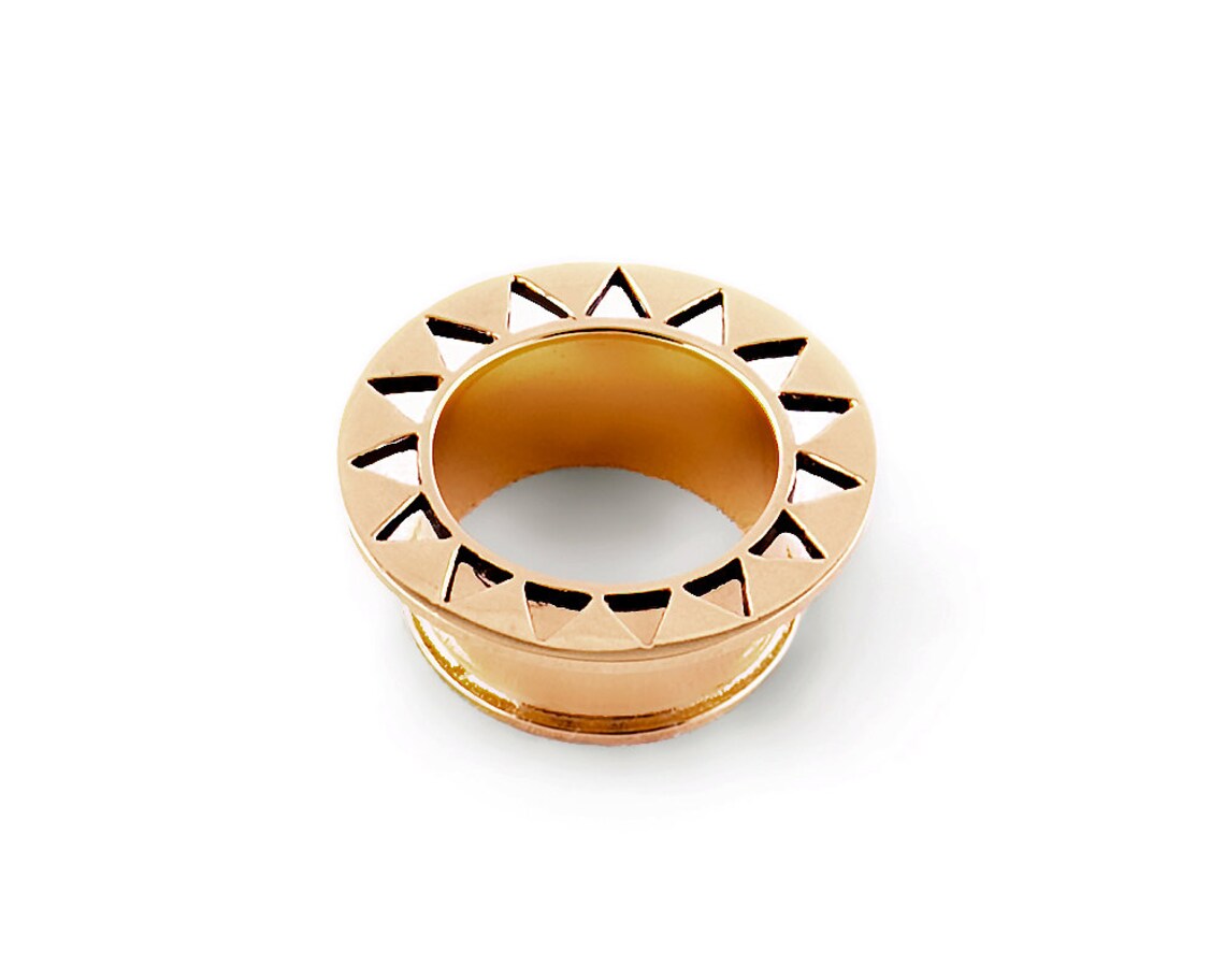 Triangle Tunnels Flesh Tunnels Stretched Lobes 22K Gold Etsy