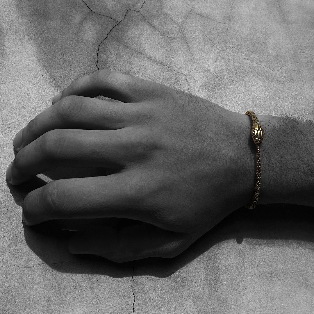 Mens Snake Bangle, Mens Jewelry, Snake Jewelry, Mens Gold Snake Bangle